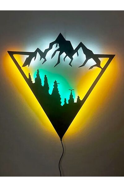 Mony Tasarım Led Işıklı Dağ&orman Tablo Duvar Süsü Dekorasyon