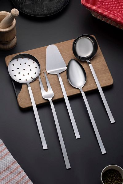 ÖZBURAK Truva 5 Piece Presentation Serving Set Ladle Colander Spoon Shovel Fork Set