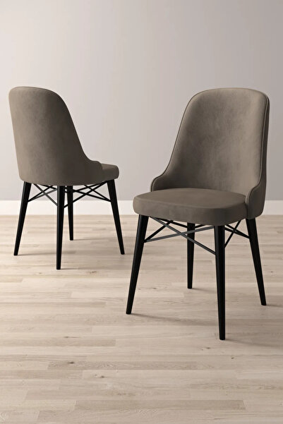 Sar Pakete Nova Serisi, 4 Adet Cappucino Mutfak Sandalyesi, Siyah Gürgen Ayak...