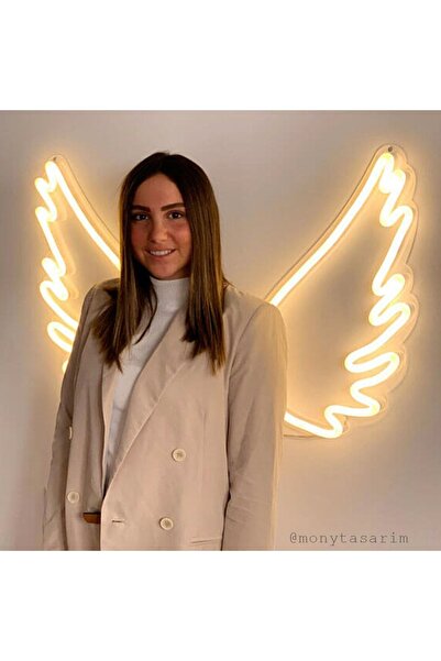 Mony Tasarım Neon Işık Melek Kanadı Duvar Süsü Tablo Dekorasyon