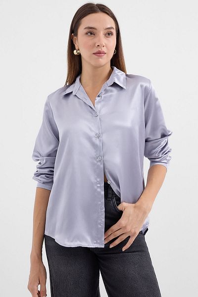 Bigdart 3964 Cămașă din satin care curge ușor - Liliac
