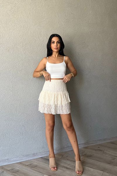 Seda Yalçın Atelier Mini Skirt - Cream Lace Detail