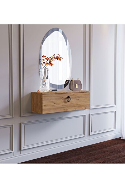 subahome 80 cm Duvara Monte Ahşap Makyaj Masası, Organizatör, Modern MDF Dres...