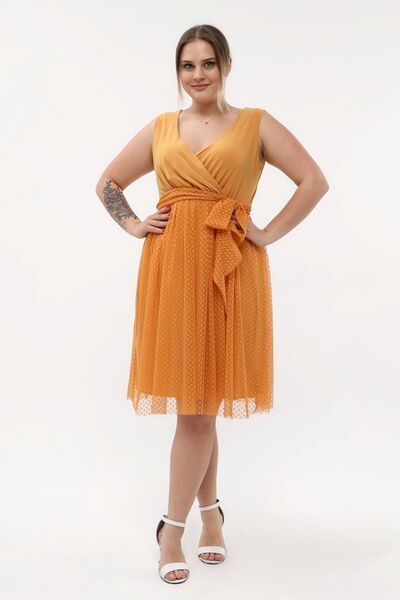 KIRIŞIK Rochie de seară midi, elastică, elegantă din tul