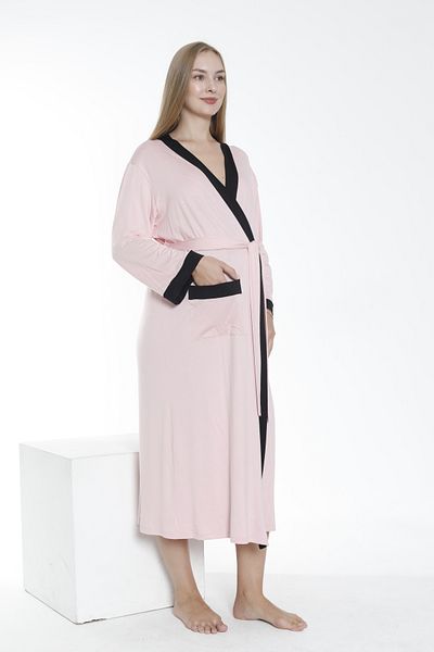 Miss Dünya Lissa Long Morning Gowns - Pregnant and Maternity Striped