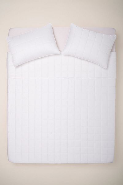 Penelope Lia Series - 300X280 cm White 100% Cotton Satin Bedspread