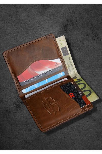 Safir Leather Πορτοφόλι θήκης κάρτας Brown Forest Leather (Limited Edition)