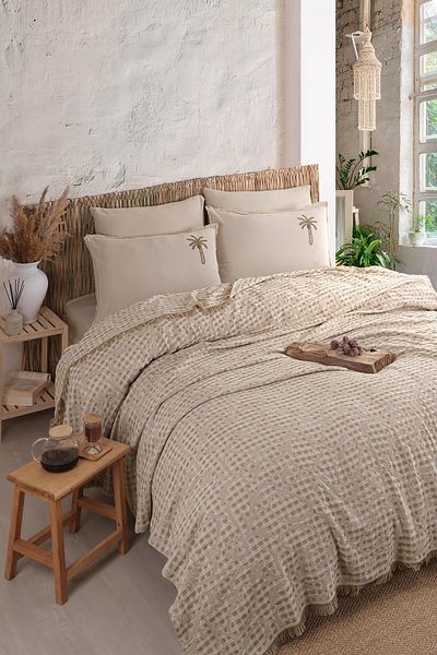 İyi Geceler İstanbul Agora Jacquard Pique Set - Personalized Ecru