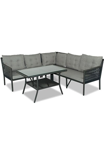 VAVRATTAN Istanbul Rattan Bahçe Balkon Köşe Takımı-taş Gri