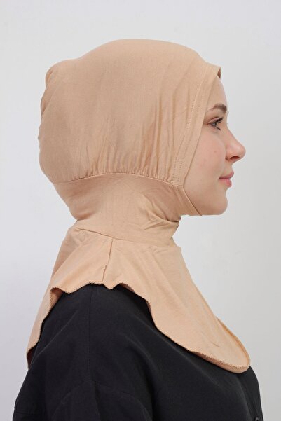 manolyaşal islamic hijab Pratik Boyunluklu Geçmeli Bone-bej