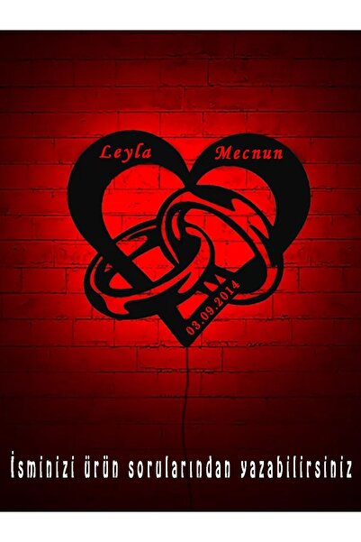 Mony Tasarım Isimli Ve Tarihli Nişan Yüzüğü Led Işıklı Tablo, Söz, Nişan, Düğ...