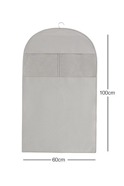 Ocean Home Textile Gray Herringbone Clothes Cover Suit Cover Clothes Carrying Cover Gamboç 60x100
