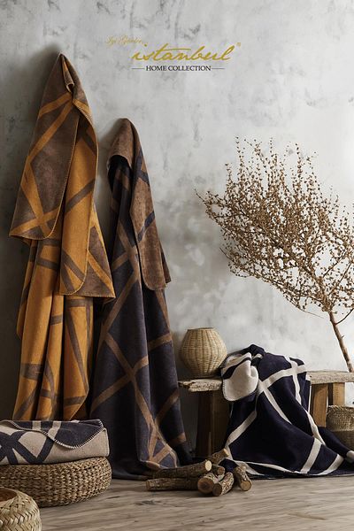 İyi Geceler İstanbul Navy Blue Double Cotton Blanket - Modernist