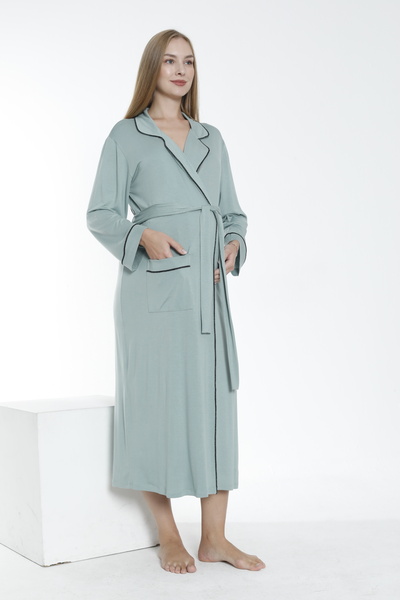 Miss Dünya Lissa Μακρύ φόρεμα γιακά εγκυμοσύνης και μητρότητας - γραβάτα μπροστά