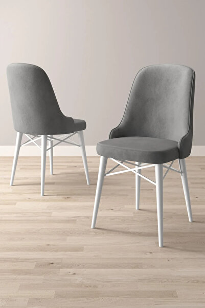 Sar Pakete Nova Serisi, 4 Adet Gri Mutfak Sandalyesi, Beyaz Gürgen Ayak, 1. S...