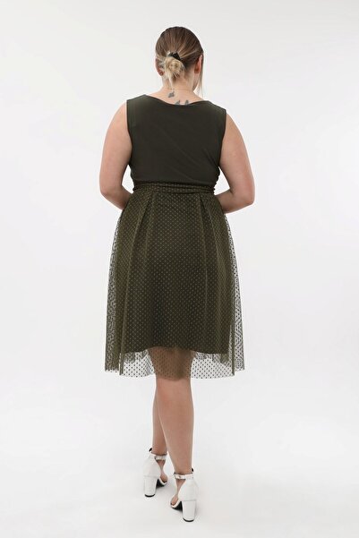 KIRIŞIK Ελαστικό κομψό μίντι βραδινό φόρεμα από τούλι