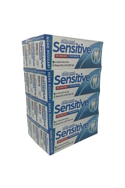 Fresh White Favourite Fresh White Sensitive - 90 Gr Mint Flavored Sensitive Toothpaste 12 Pieces