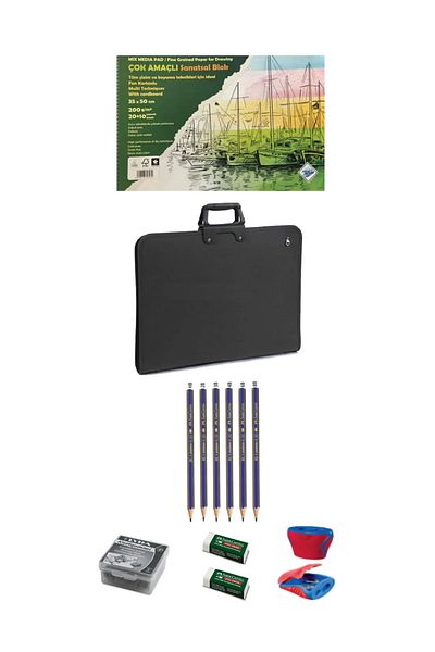 GLANCE Art Liva-project Bag 35x50-fabercastell Graduated Pen 6-piece Set-eraser-pencil sharpener-art Set 12 pieces