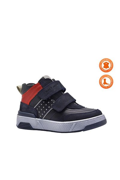 kids A more Rukven Double Velcro Leather Boy's Boots Navy Blue