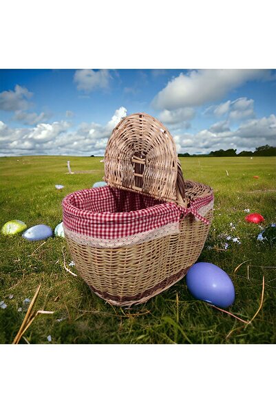 NSK HOME Hasır Oval Kapaklı Piknik Sepeti