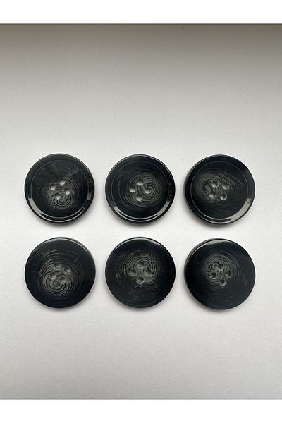 aensia Black on Gray Marble Marble Pattern Design Button Plain Polyester Button 40 Size Buttons - Pack of 6