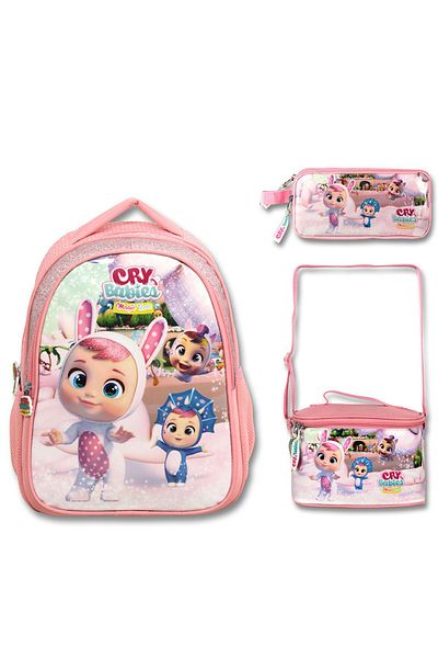 Famebag Cry Barbies - حقيبة مدرسية ابتدائية ومتوسطة، مجموعة حقيبة تغذية وقلم رصاص