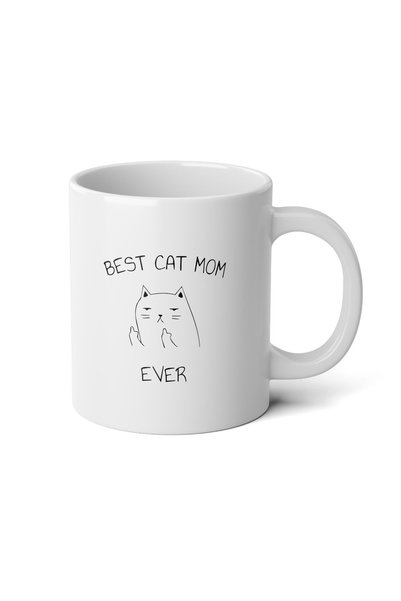 IVART Best Cat Mom Ever Kedi Annesi Baskılı Premium Beyaz Porselen Kupa Bardak