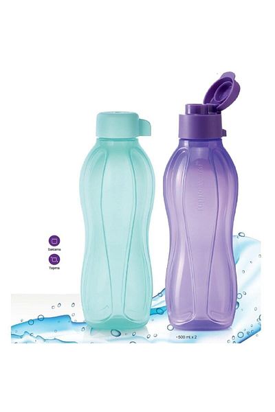 Tupperware Eco Bottle 750 ml Lilac and 500 ml Mint Set of 2