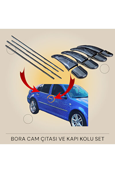 ueskrom Volkswagen Bora kapı kolu krom ve cam çıtası krom aksesuar seti pasla...