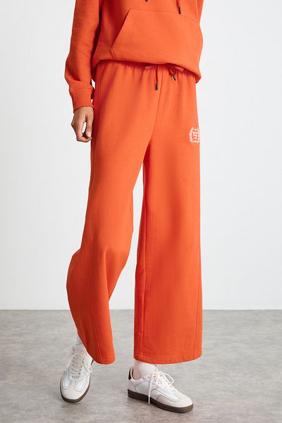 GRIMELANGE TOMİ Damen-Jogginghose mit Stickerei, 3 Fäden, Raster, entspannte Passform, Rot