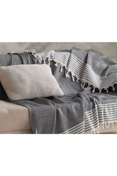 Miracolo Home Canapea decorativă neagră din bumbac, cu design antiderapant, canapea extensibilă, 170x210 cm
