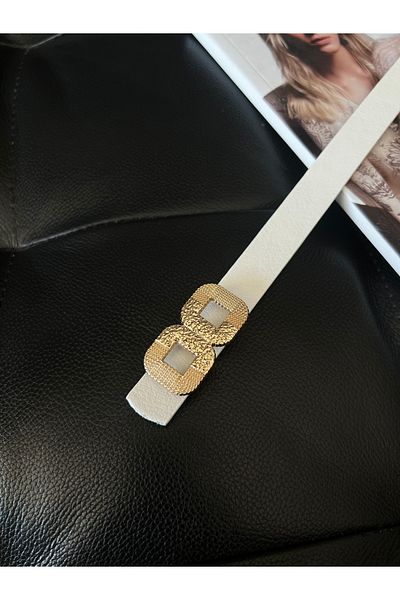Fiori Women's Thin Belt with Long Buckle - Quadrilateral for Jacket, Shirt and Dress