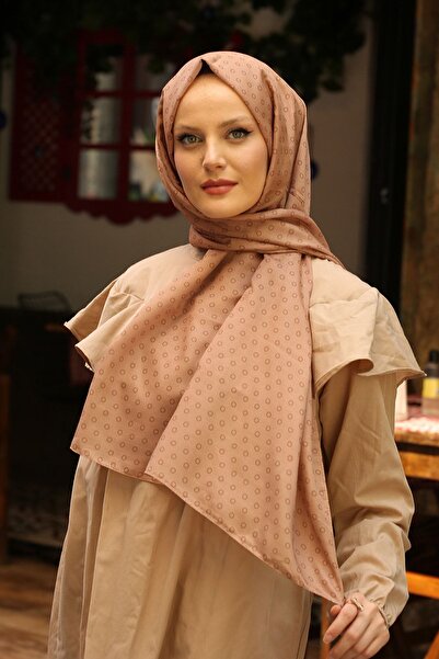 Stella Bubble με τύπωμα Βαμβακερό σάλι Camel