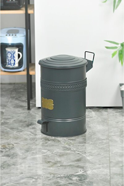Yıldıray Metal 16 Litre Gri Çöp Kovası Paslanmaz Yanmaz