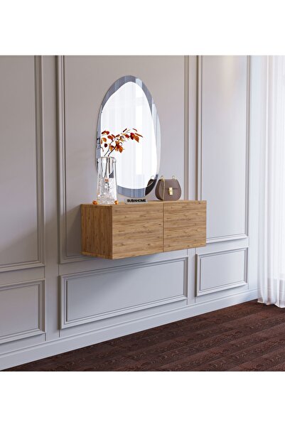 subahome Duvara Monte Ahşap Görünümlü Mdf Fonksiyonel Modern Minimalist 2 Kap...