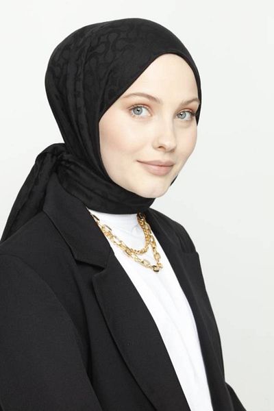 VALORSCARF شال أسود بنمط بلوم