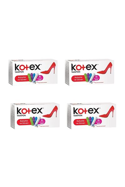 Kotex 4 عبوات - مصدات عادية مكونة من 16 قطعة