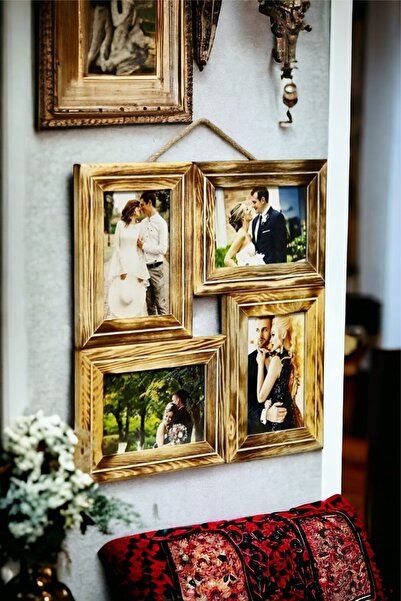 HanemGrup Ahşap 4'lü Kolaj Fotoğraf Çerçevesi-natural