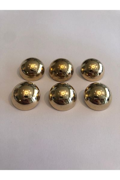 aensia Gold Gold Ball Round Curved Italian Button Metal Button 36 Size Buttons - Pack of 6 Buttons