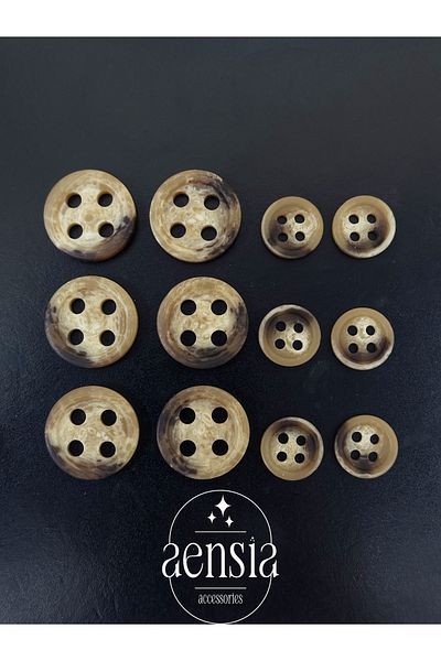 aensia PolyesterCamelBrown Button Set - 12 Pack (6 Large + 6 Small)