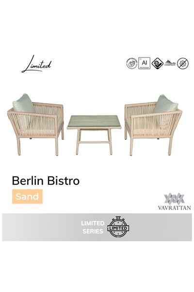 VAVRATTAN Berlin Bistro Rattan Bahçe Balkon Oturma Takımı Kum