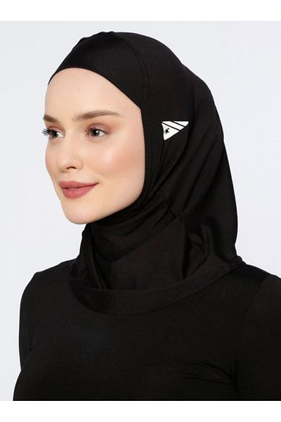 Ecardin Black Athletic Sports Hijab - St 042