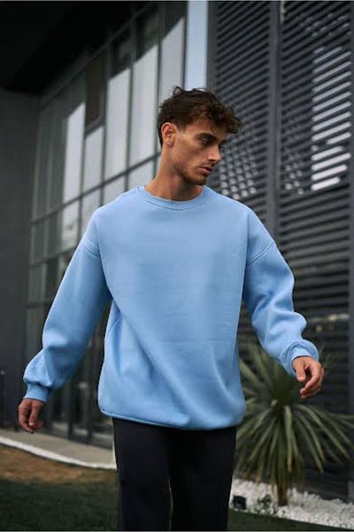 NO 601 Baby Boy - Blue Crew Neck Hoodless Winter Sweat