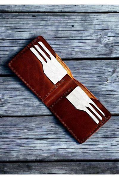 Safir Leather Ιταλικό Δερμάτινο Κλασικό Πορτοφόλι (Καραμέλα)