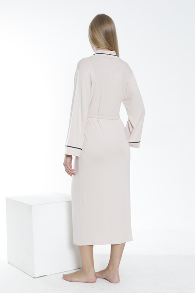 Miss Dünya Lissa V-neck Long Dressing Gown - Pregnant and Maternity Tied