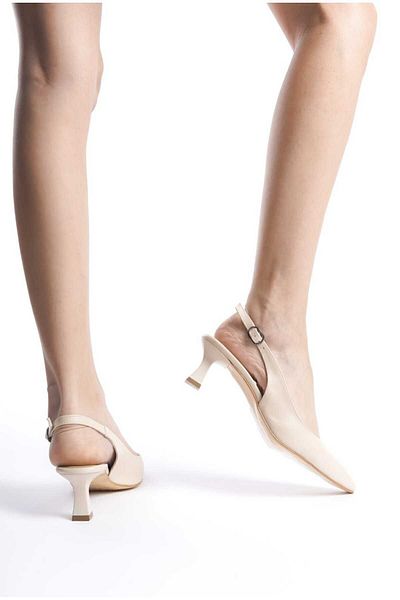 JVC Beige Women's Stiletto - Open Back, Low Shoes