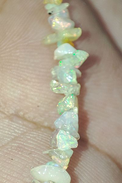 TAŞÇIZADE 2 mm Opal Silver Natural Bracelet with Janjan - Ethiopia