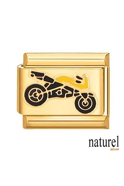 Naturel Tılsım Italian Stainless Steel 9mm Yellow Motorcycle Charm