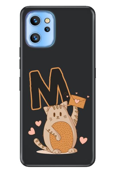 Reeder S19 Max Pro Kılıf Resimli Desenli Silikon Kedili M Harfi