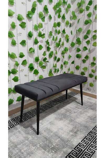 ÖZCAN METAL Siyah Metal Ayaklı Metal Kasalı Bench Mutfak Salon Antre Yatak Odası Balkon Puf Bank